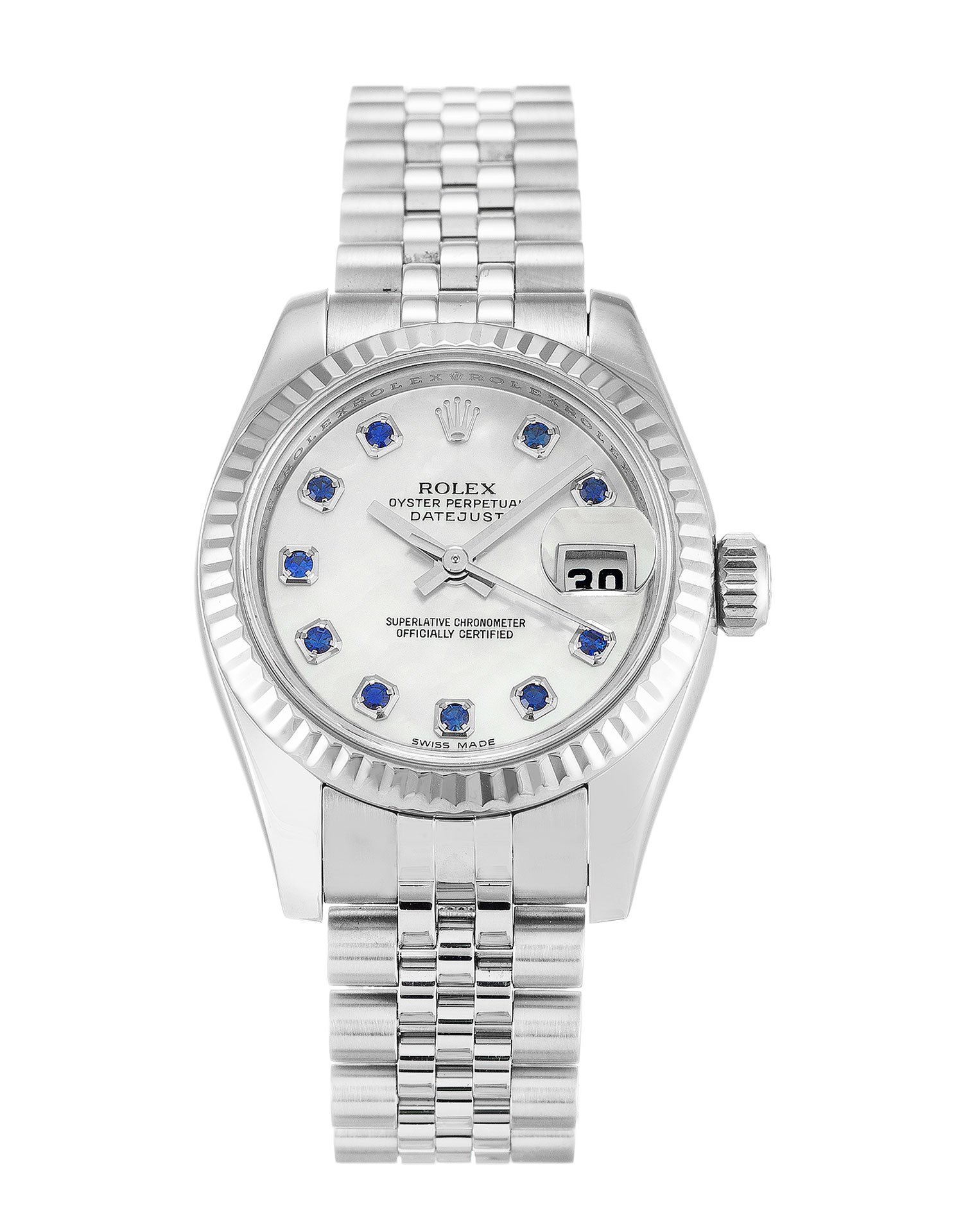 ROLEX Datejust Lady Pearl-White & Sapphire Dial 179174