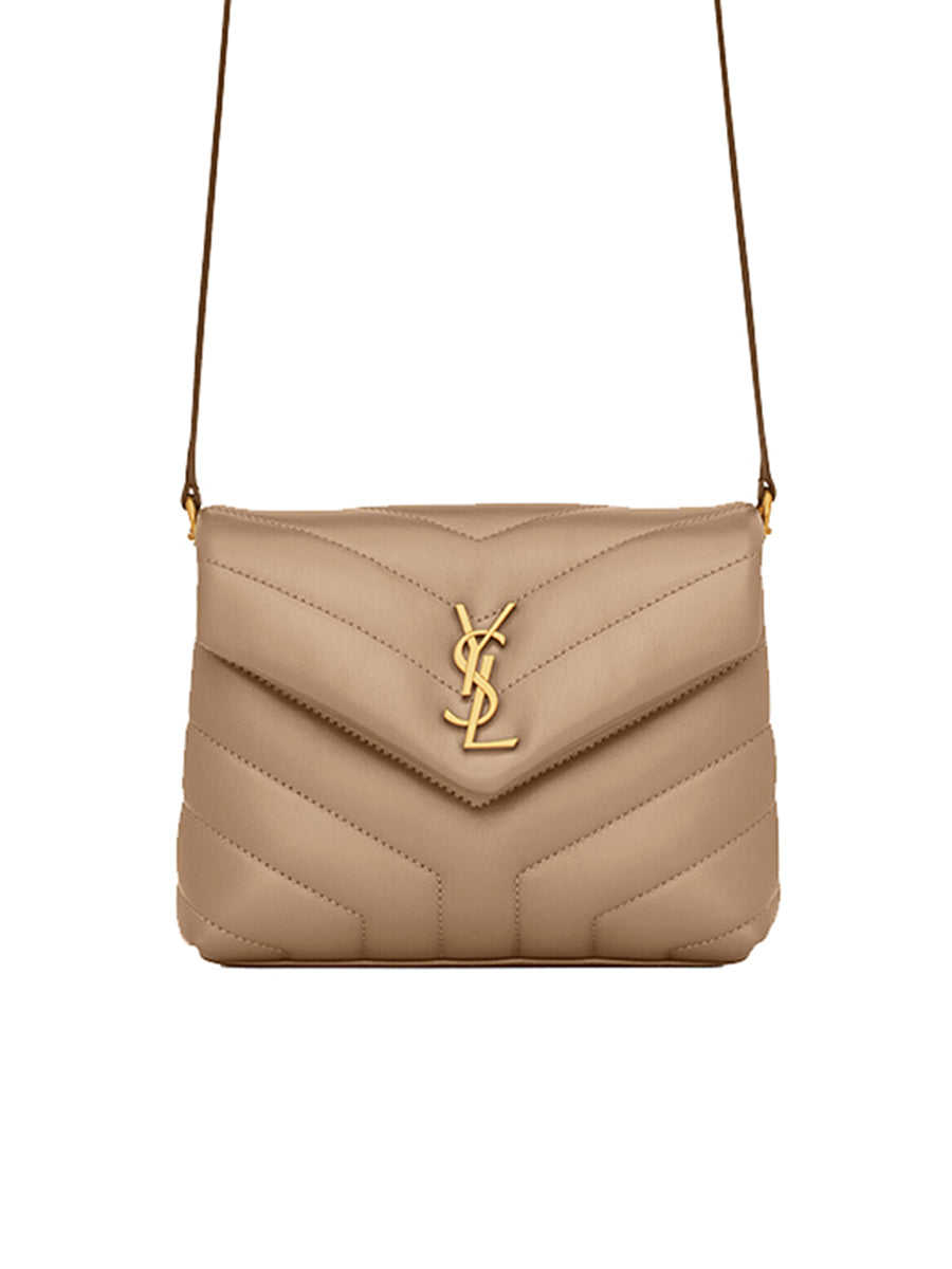 YSL Loulou Toy Bag in Matelasse 'Y' Leather in Greyish Brown