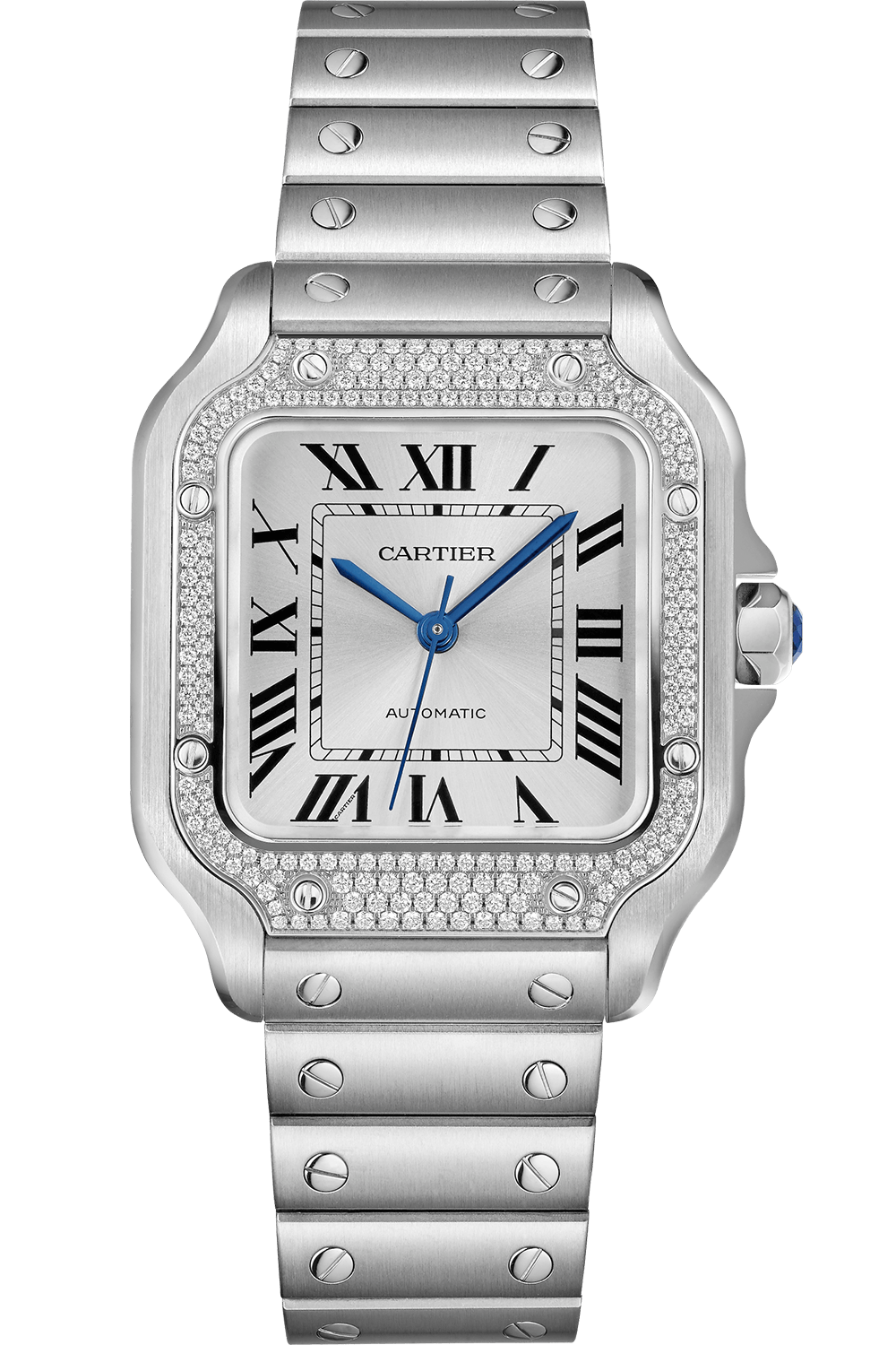 CARTIER Santos Stainless Steel & Diamonds Unisex Watch, W4SA0005