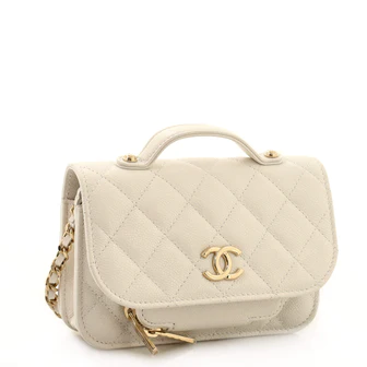Chanel Business Affinity Flap Clutch with Chain Quilted Caviar