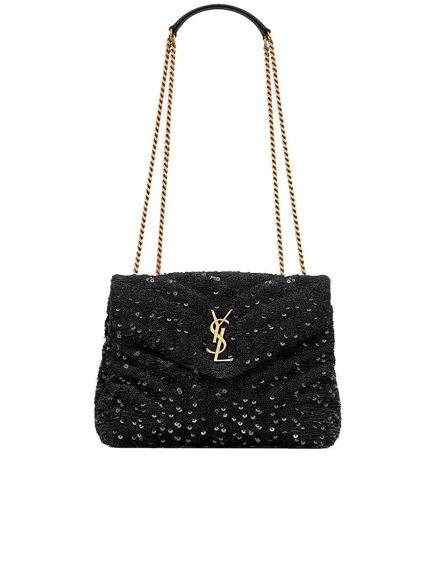 YSL Loulou Small Chain Bag in Quilted 'Y' Leather Satin and Sequins