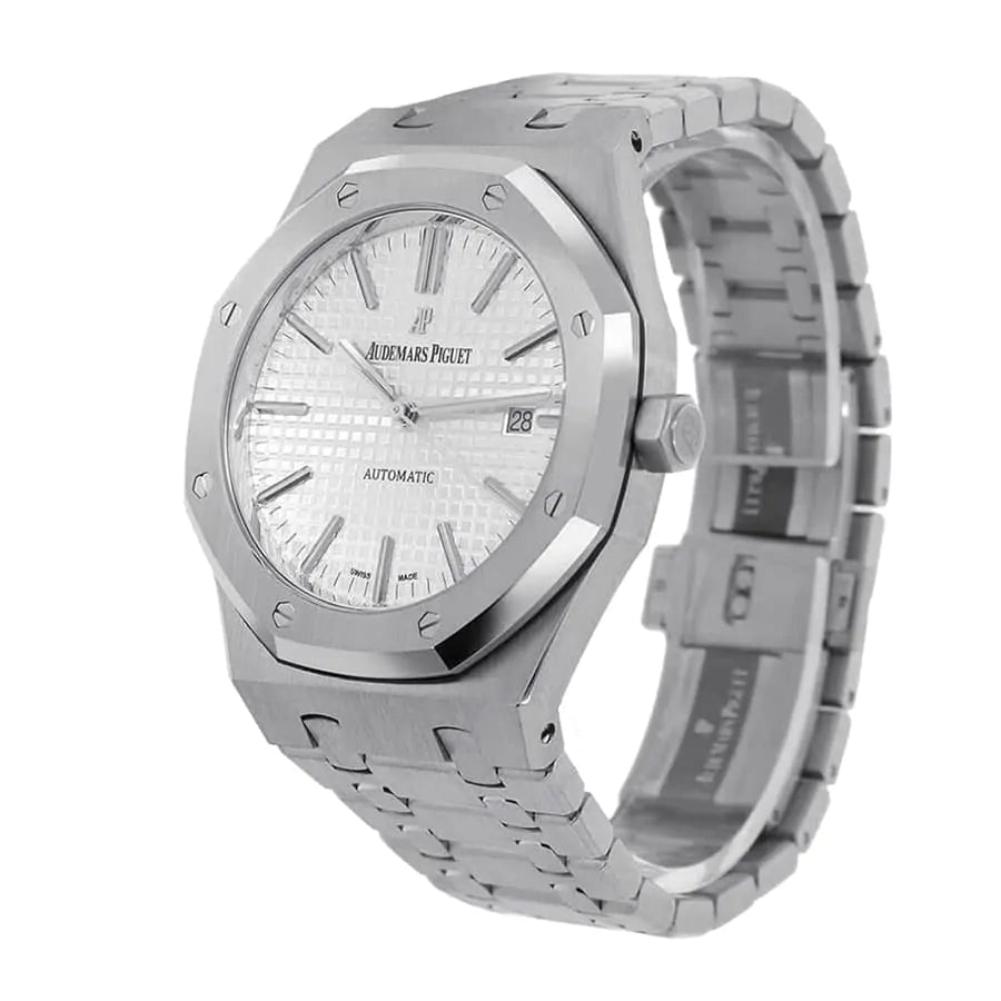 AUDEMARS PIGUET Royal Oak 41mm Rhodium-Toned Dial Titanium Bracelet Men's Watch