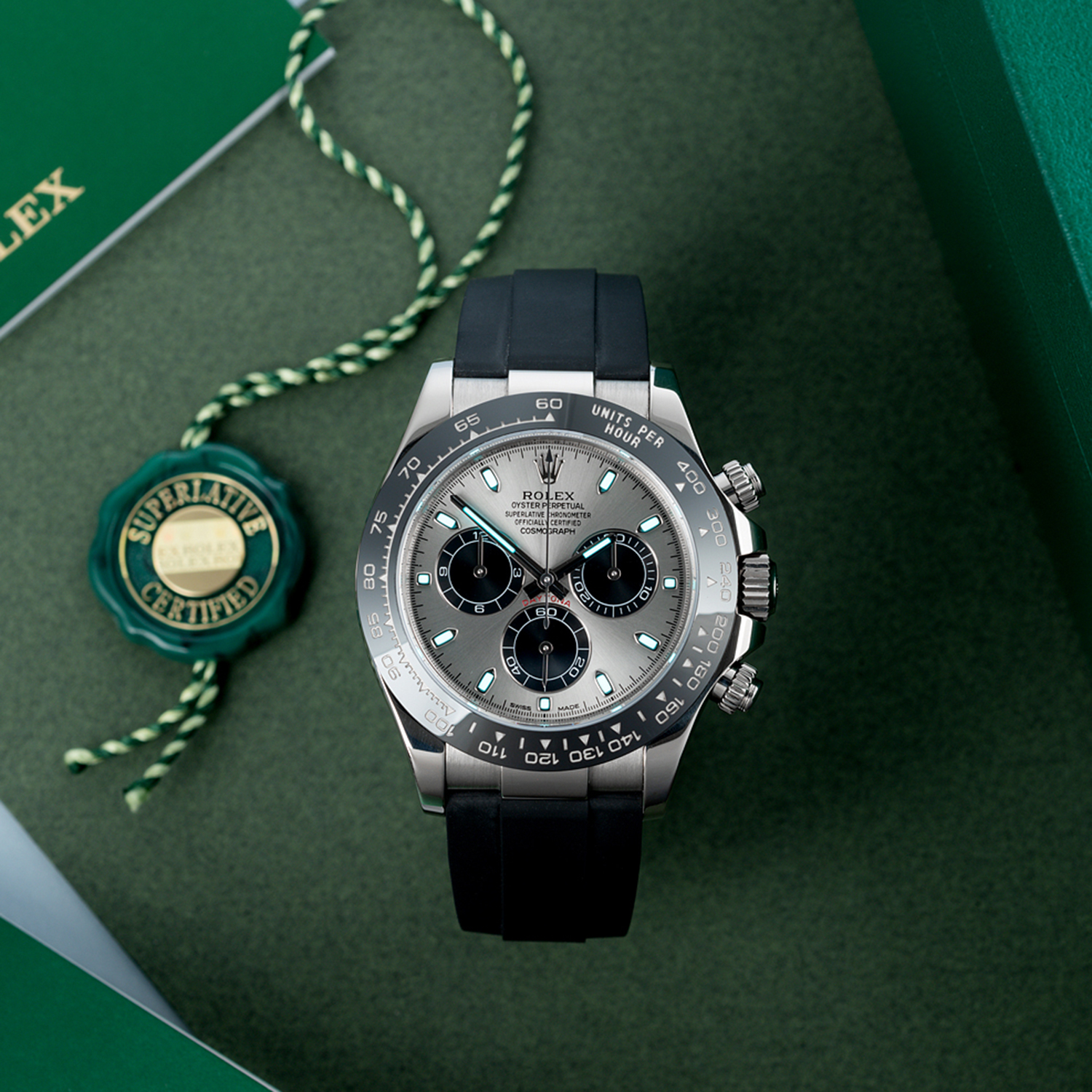 ROLEX Daytona White Gold Steel Dial Oysterflex Strap 116519ln-0027