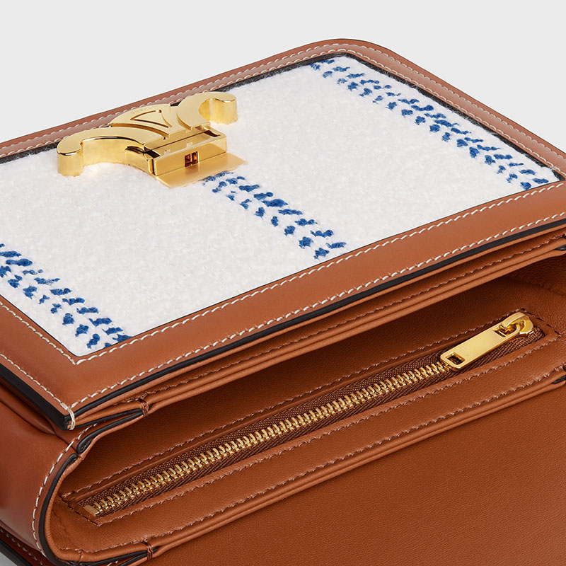 TEEN TRIOMPHE BAG IN STRIPED TEXTILE AND CALFSKIN