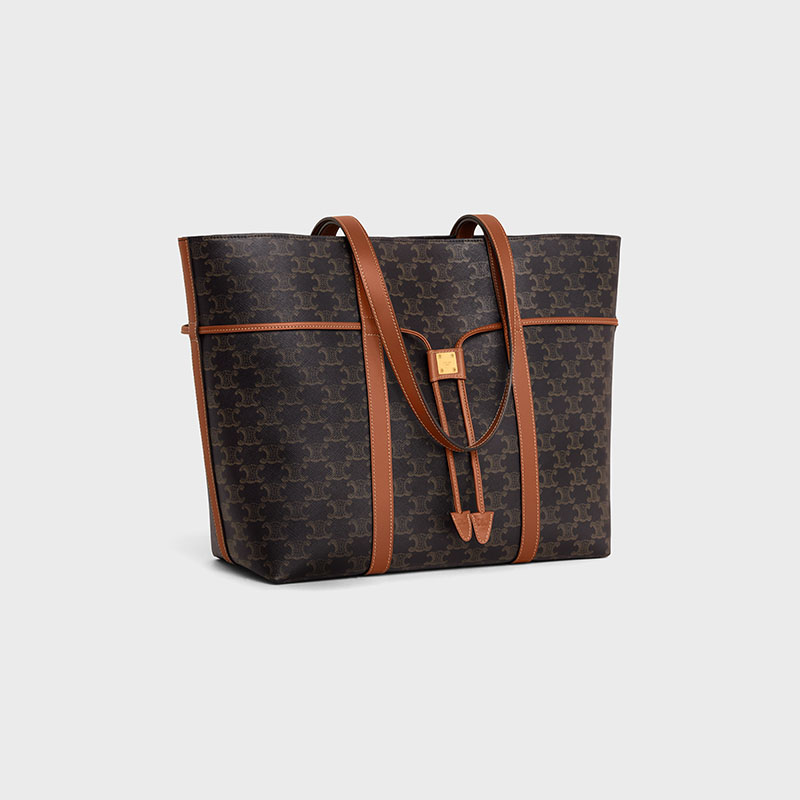 CABAS DRAWSTRING IN TRIOMPHE CANVAS AND CALFSKIN