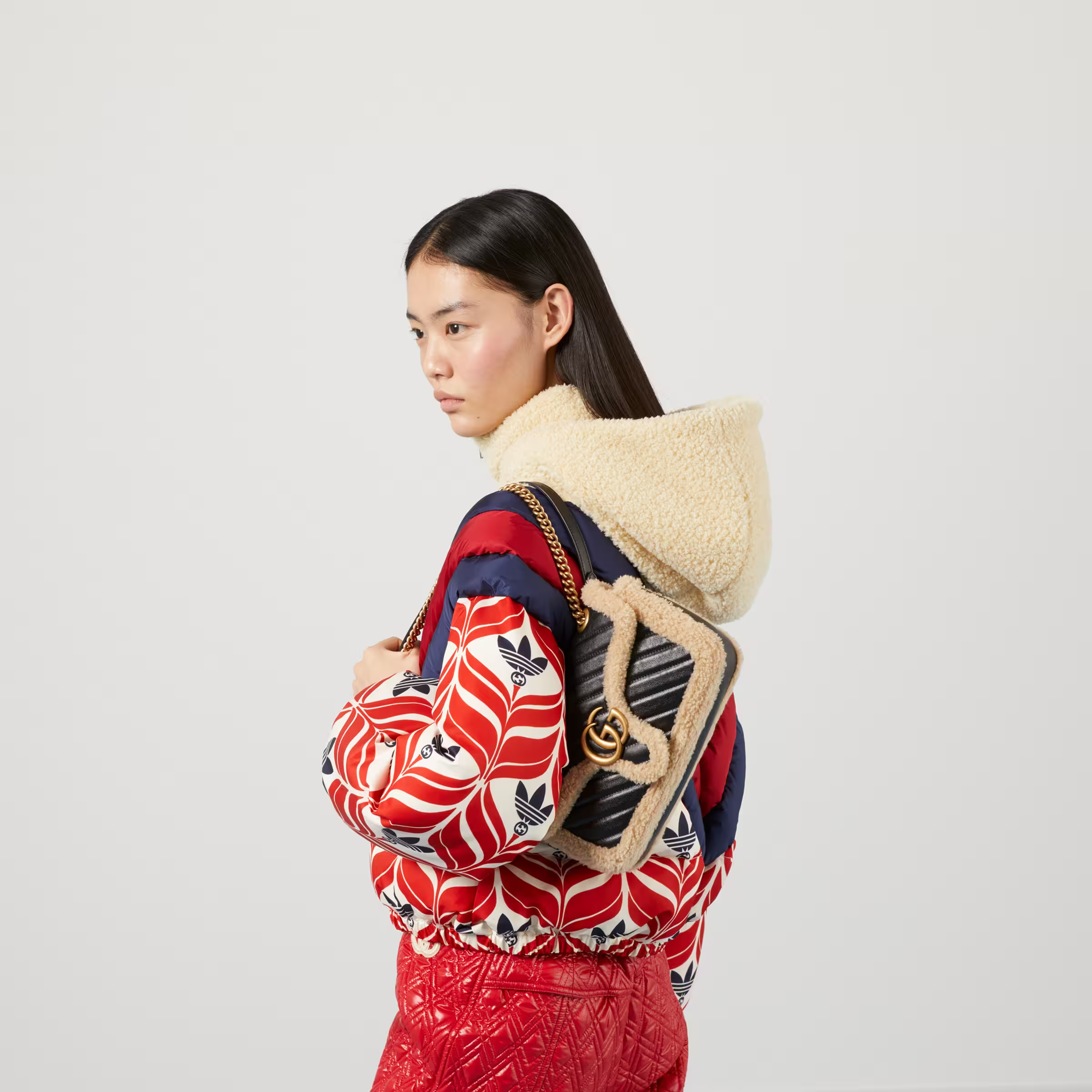 GG Marmont small shoulder bag with wool trim