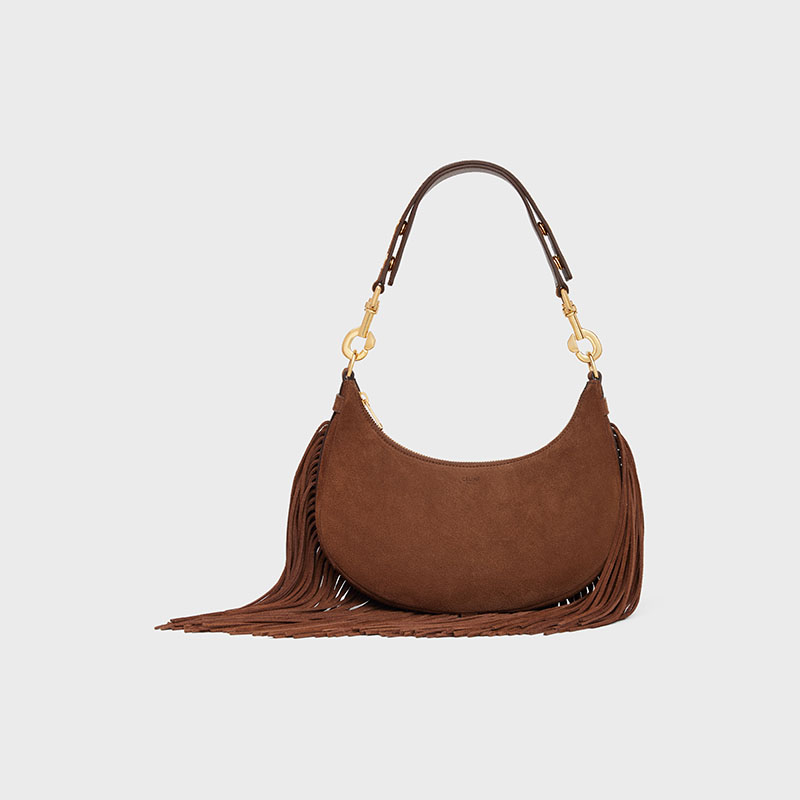 MEDIUM AVA STRAP BAG WITH FRINGES IN SUEDE CALFSKIN