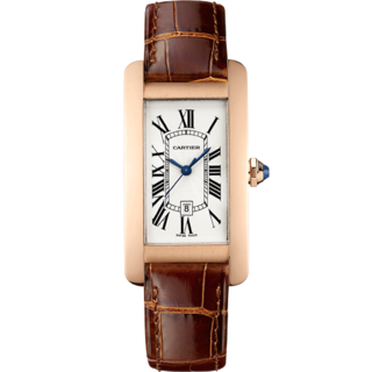 CARTIER Tank Amricaine Medium Model 18K Rose Gold Mens Watch, WGTA0046