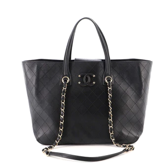 Chanel Covered CC Shopping Tote Stitched Calfskin Medium