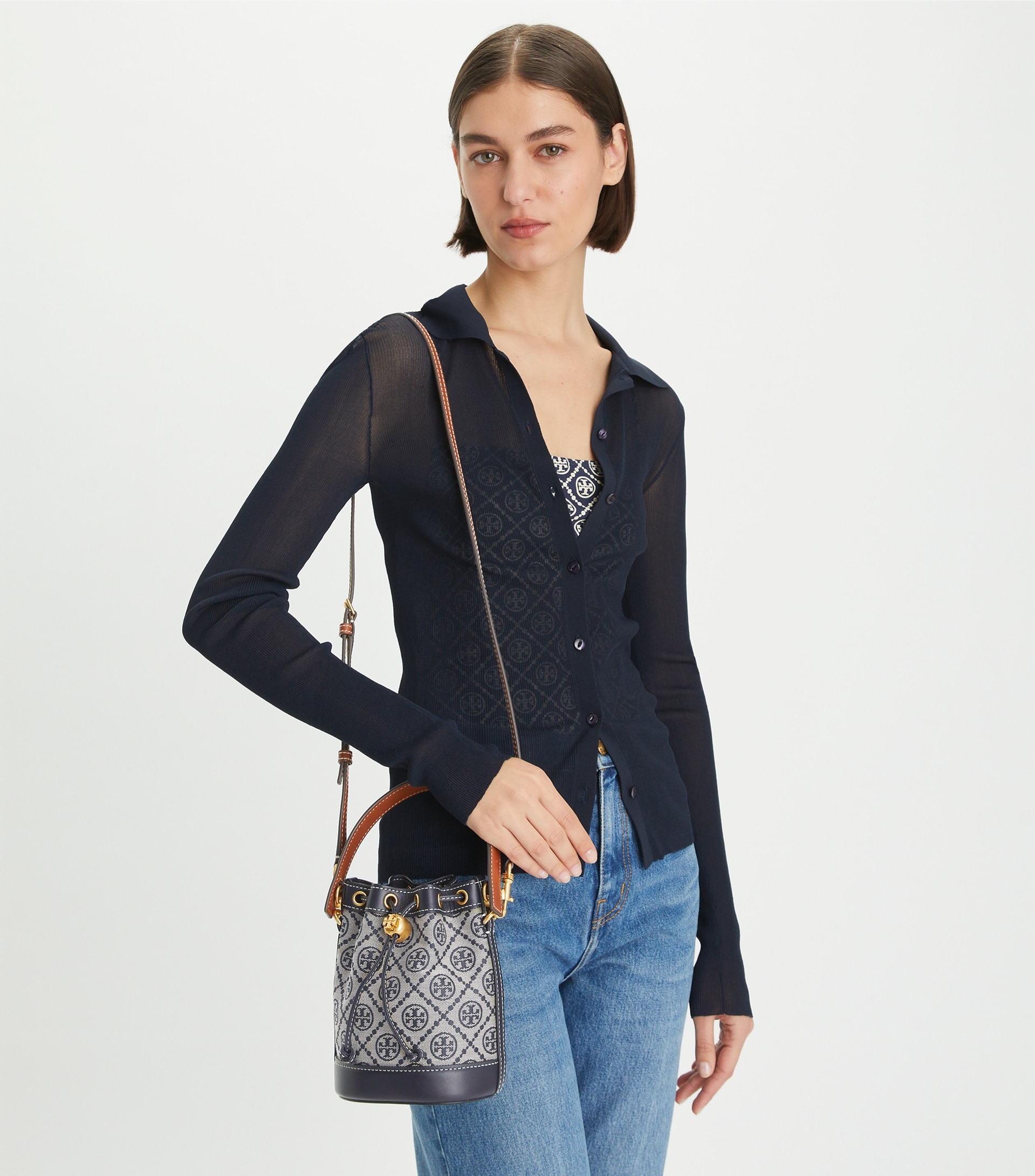 MINI T MONOGRAM BUCKET BAG