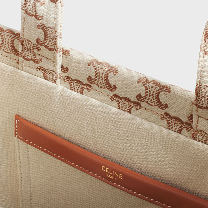 SMALL CABAS THAIS IN TEXTILE WITH TRIOMPHE CANVAS PRINT AND CALFSKIN