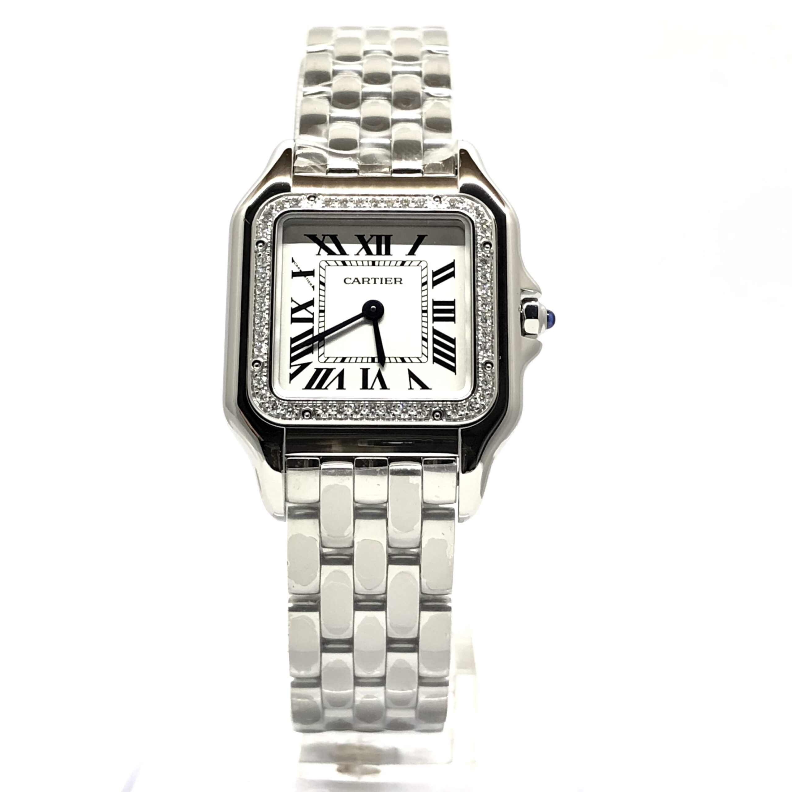 CARTIER Panthre Stainless Steel & Diamonds Medium Model Ladies Watch, W4PN0008