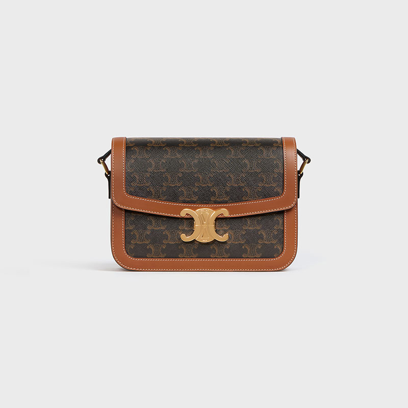 CLASSIQUE TRIOMPHE BAG IN TRIOMPHE CANVAS AND CALFSKIN