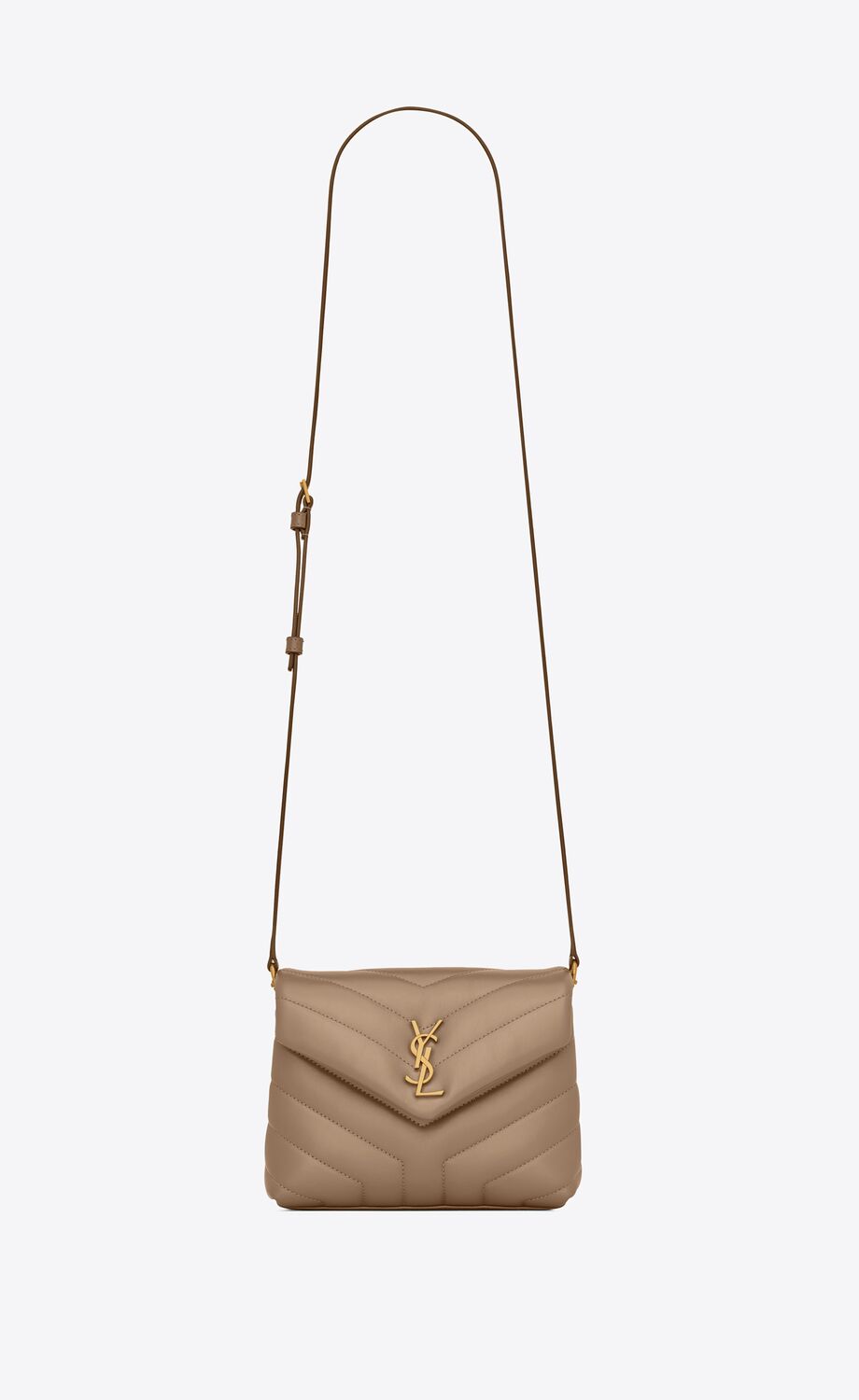 YSL Loulou Toy Bag in Matelasse 'Y' Leather in Greyish Brown