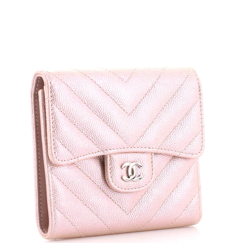 Chanel CC Compact Classic Flap Wallet Chevron Caviar