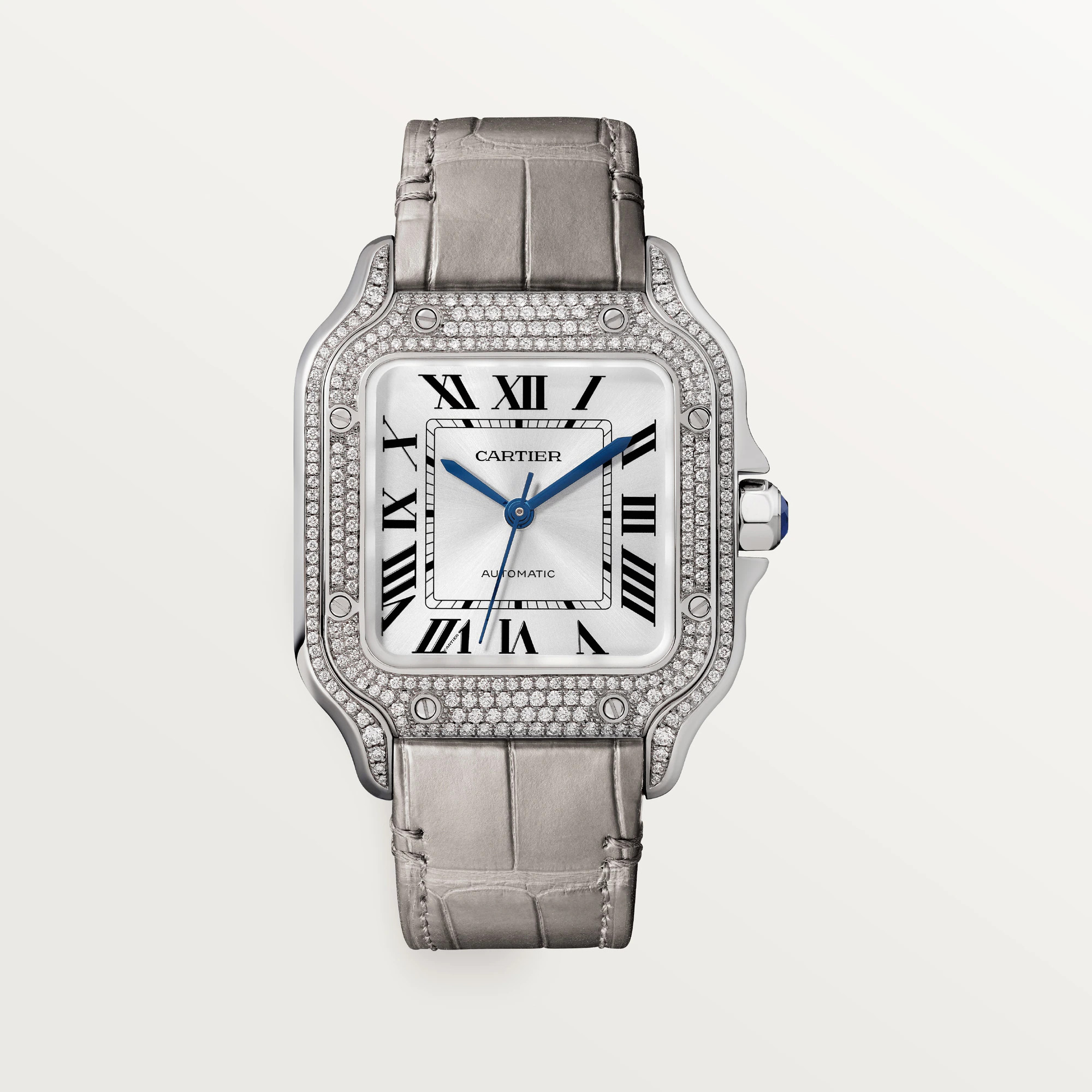 CARTIER Santos 18K White Gold & Diamonds Unisex Watch, WJSA0014