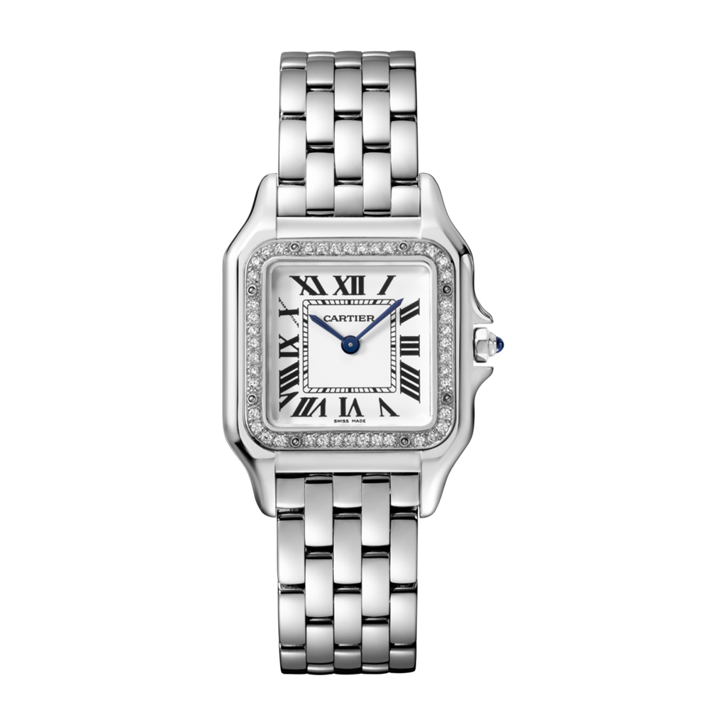 CARTIER Panthre Stainless Steel & Diamonds Medium Model Ladies Watch, W4PN0008