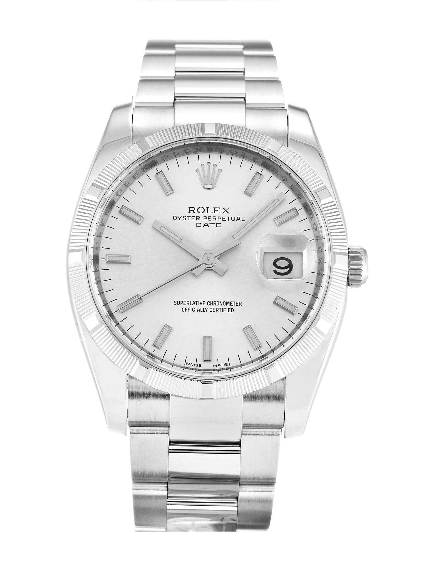 ROLEX Oyster Perpetual Date 34mm Silver 115210