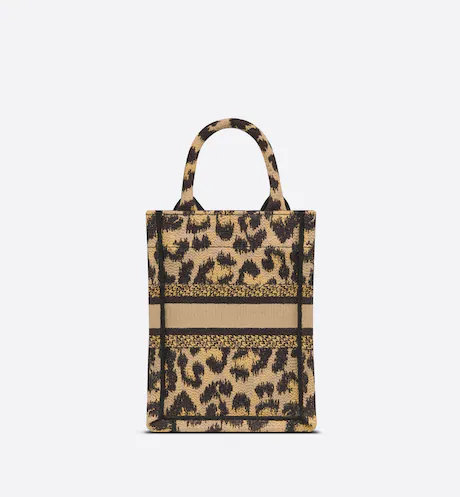 MINI DIOR BOOK TOTE PHONE BAG Beige Multicolor Mizza Embroidery (13 x 18 x 5 cm)