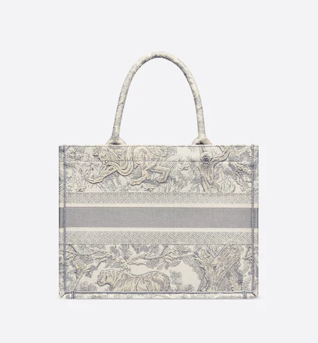MEDIUM DIOR BOOK TOTE Gray Toile de Jouy Embroidery (36 x 27.5 x 16.5 cm)