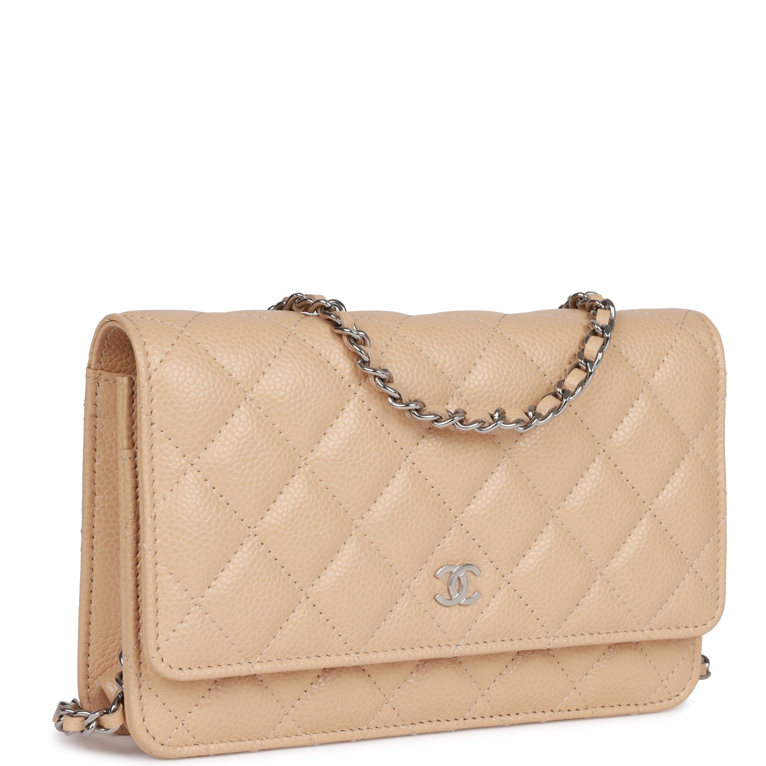 Chanel Wallet on Chain WOC Beige Caviar Silver Hardware