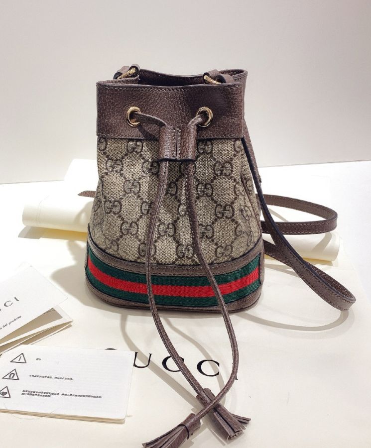 Gucci Ophidia Mini GG Bucket Bag 550620 Dark Coffee