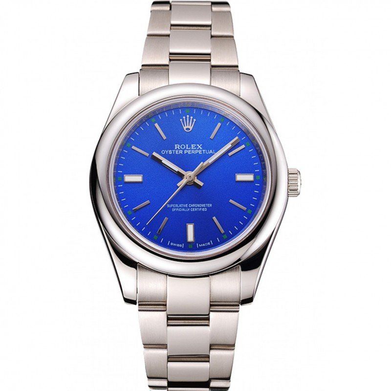 ROLEX Oyster Perpetual Blue Dial Stainless Steel Case And Bracelet