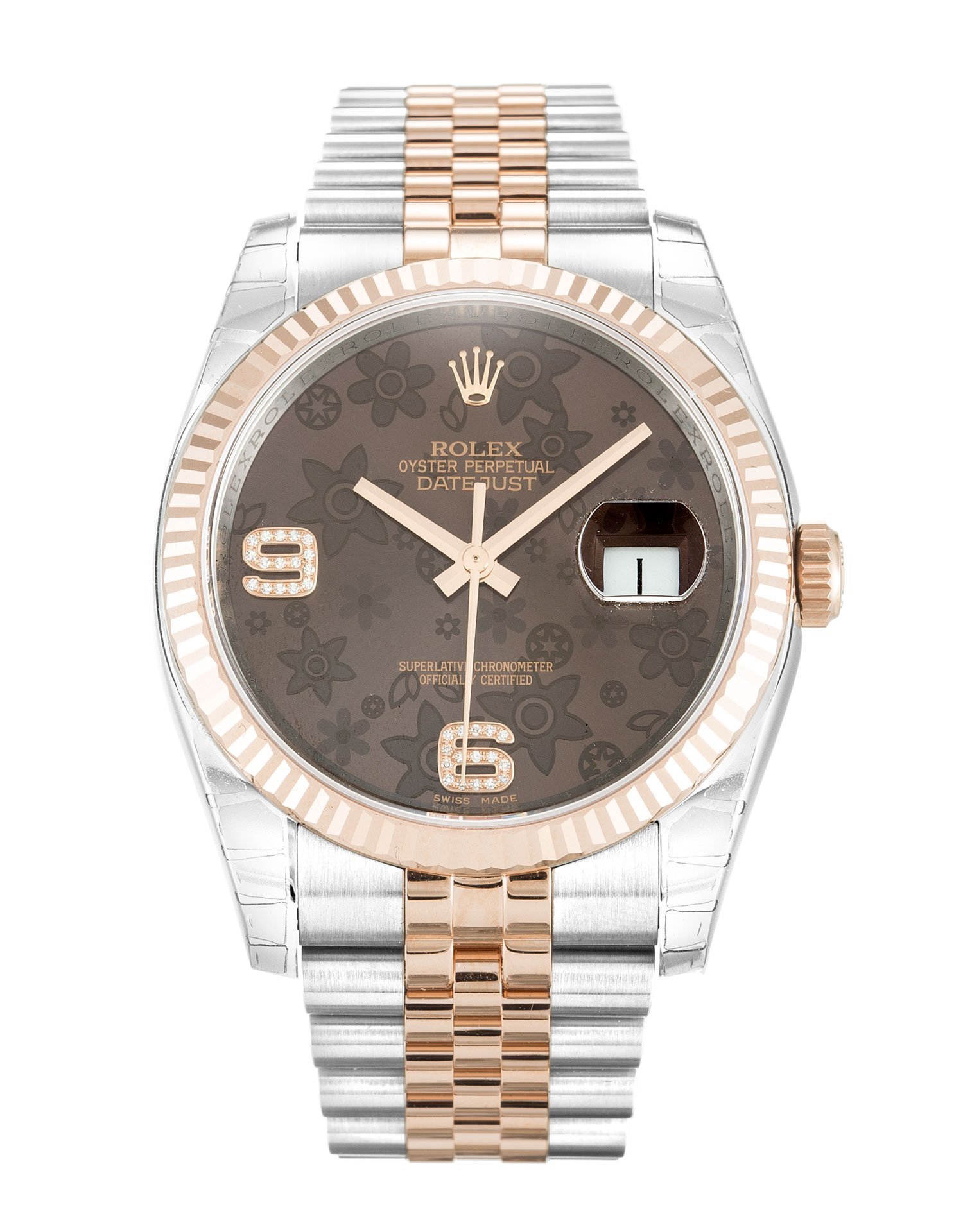ROLEX Datejust Chocolate Floral Diamond Dial 116231