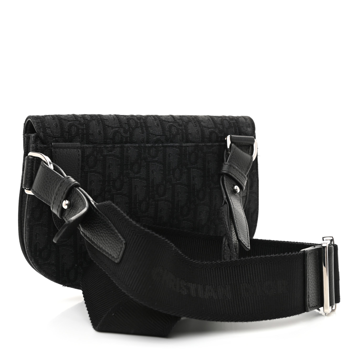 CHRISTIAN DIOR Oblique Saddle Messenger Bag Blue Black