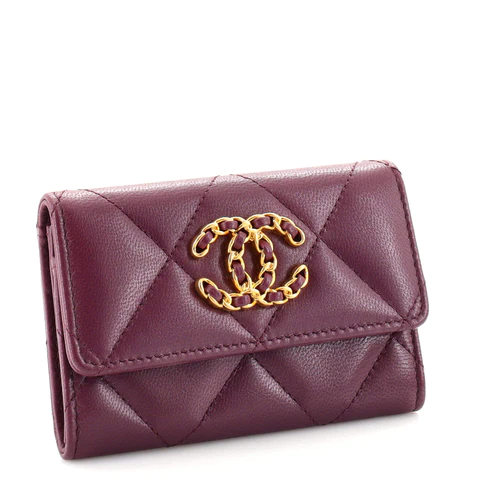 Chanel 19 Flap Card Case Quilted Goatskin