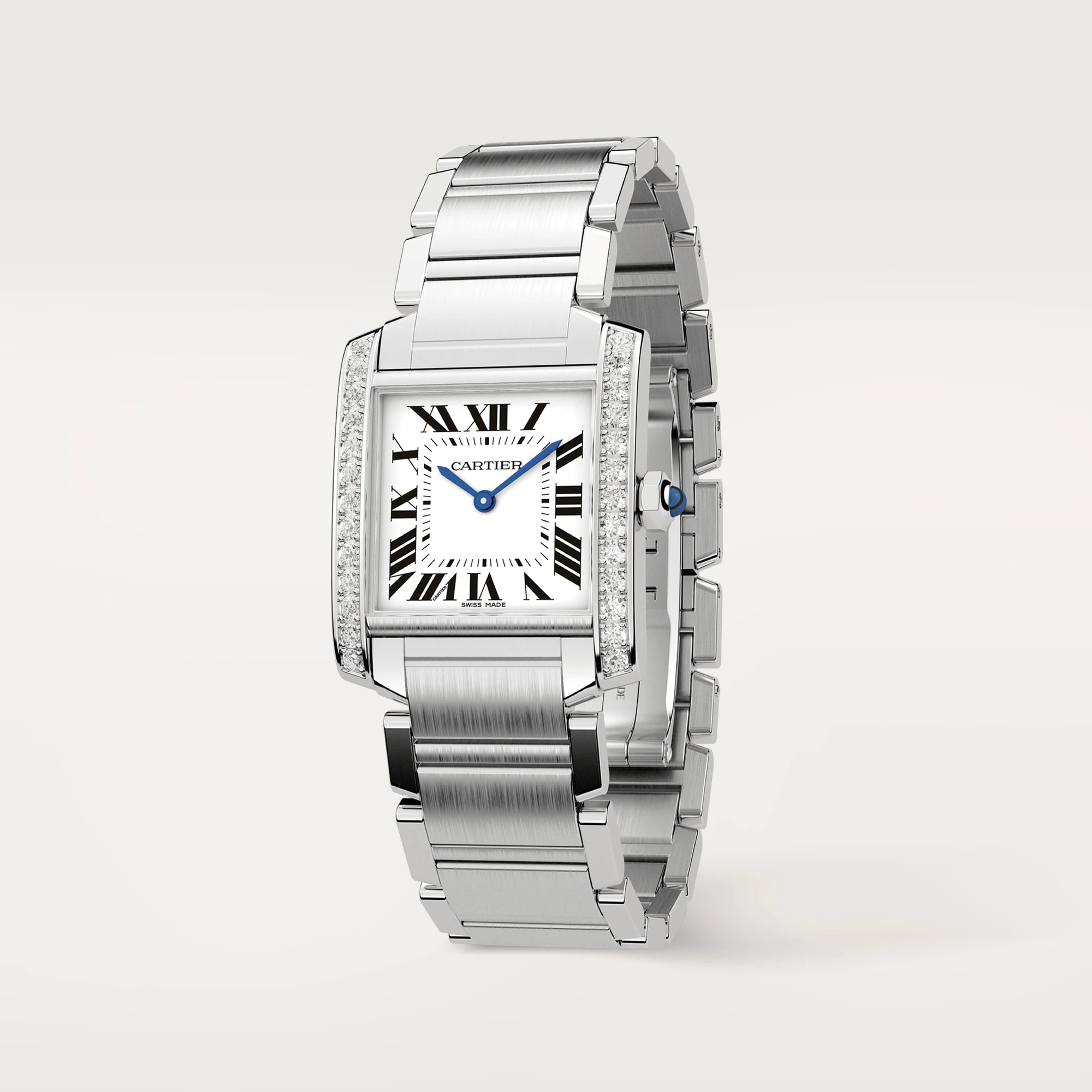 CARTIER Tank Francaise Stainless Steel & Diamonds Ladies Watch, W4TA0009