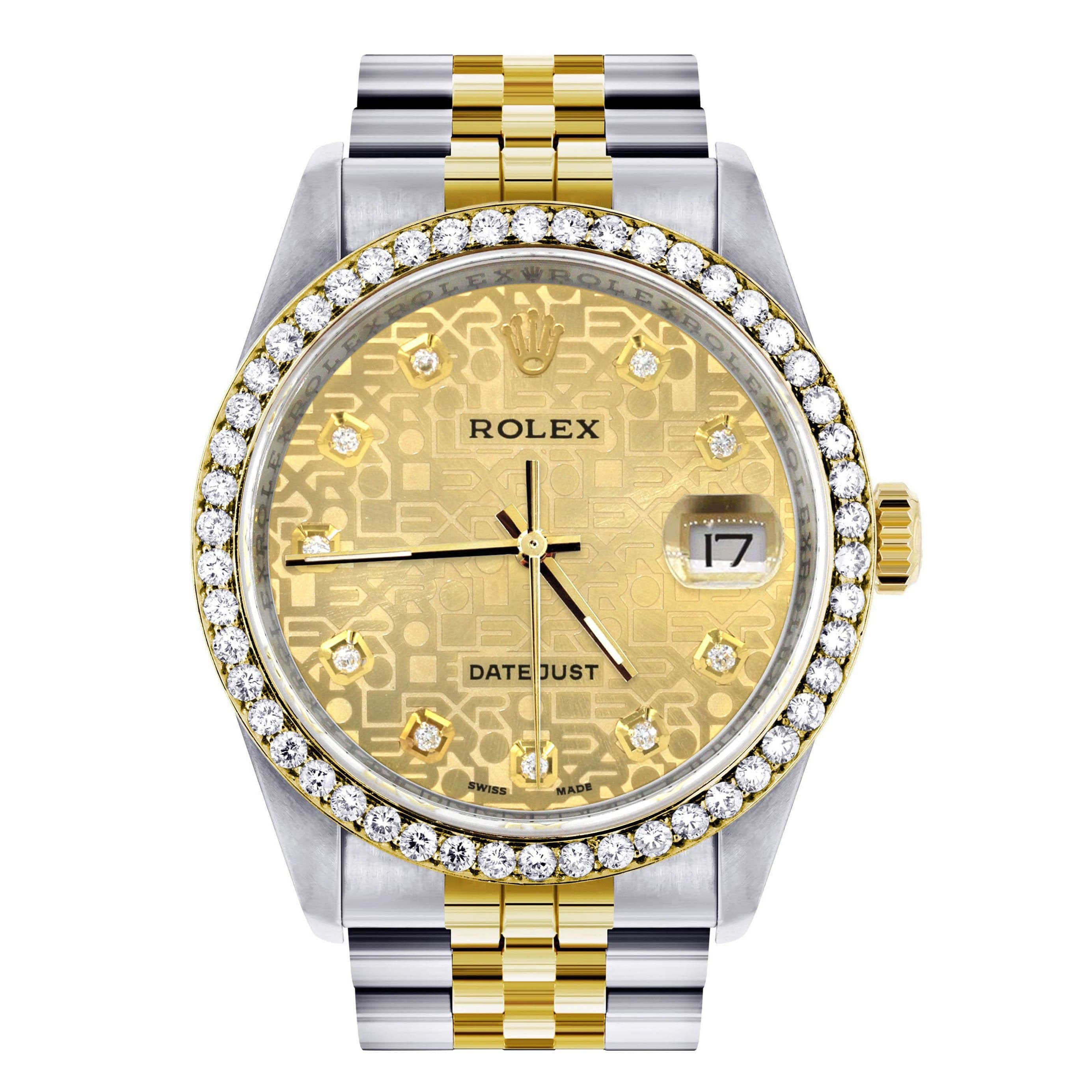 Gold ROLEX Datejust Watch 16233 Two Tone for Men | 36Mm | Gold Texture Dial