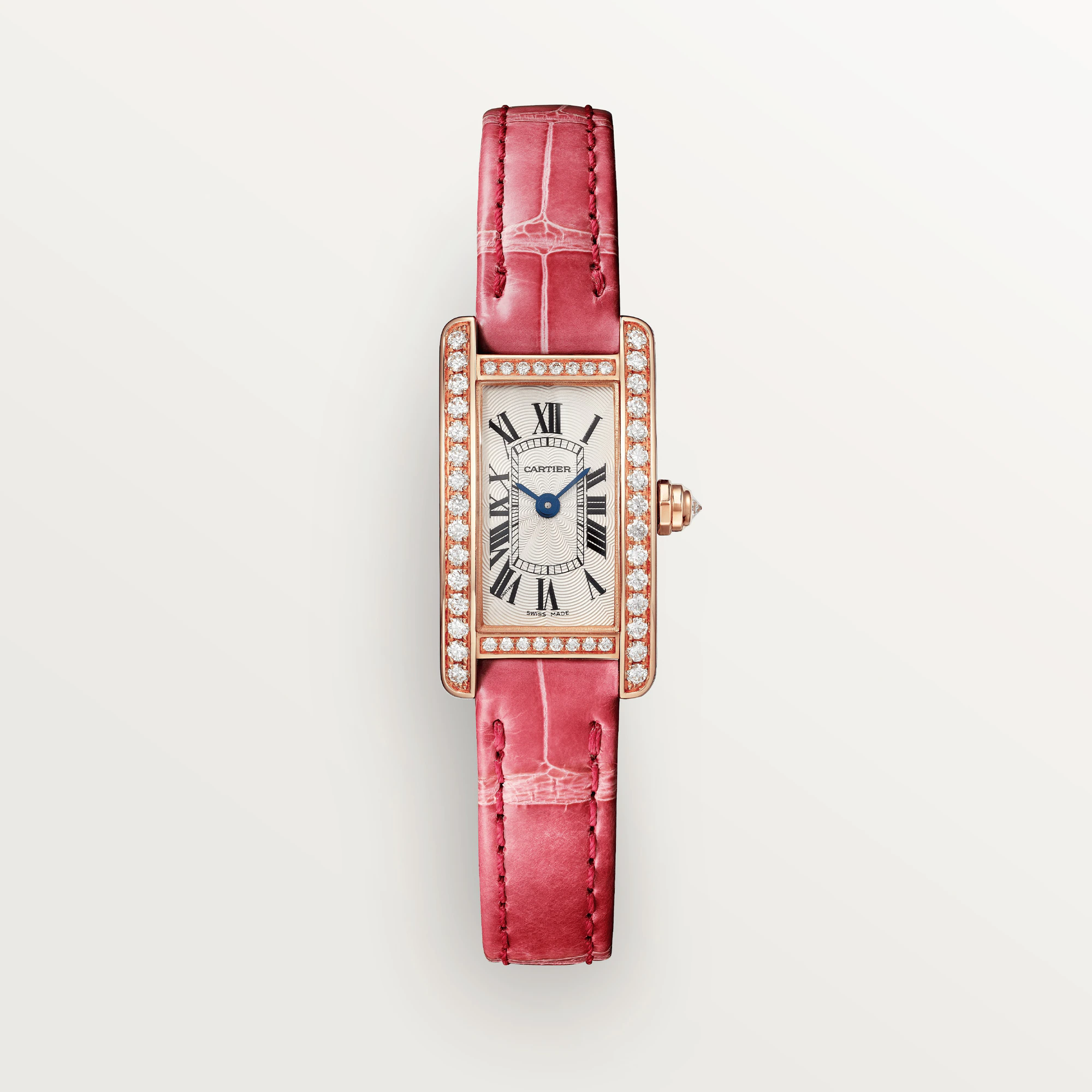 CARTIER Tank Amricaine Mini Model 18K Rose Gold & Diamonds Ladies Watch, WJTA0026