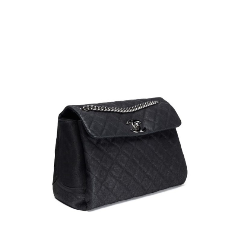 Chanel Black Quilted Matte Caviar Lady Pearly Flap Bag Silver Hardware