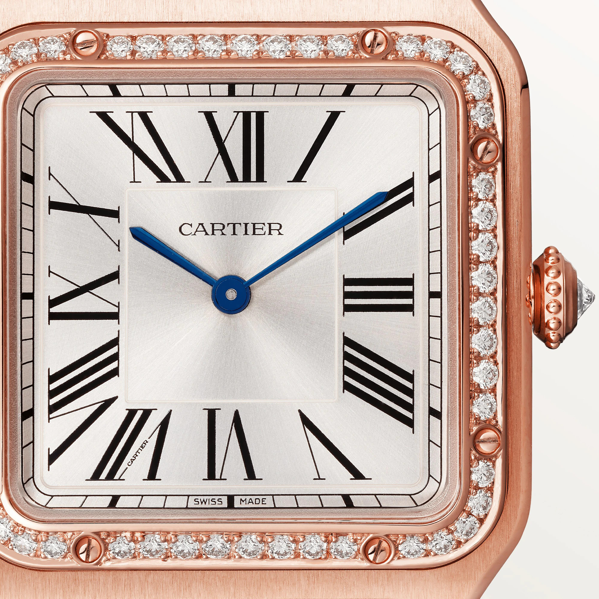 CARTIER Santos 18K Rose Gold & Diamonds Ladys Watch, WJSA0017
