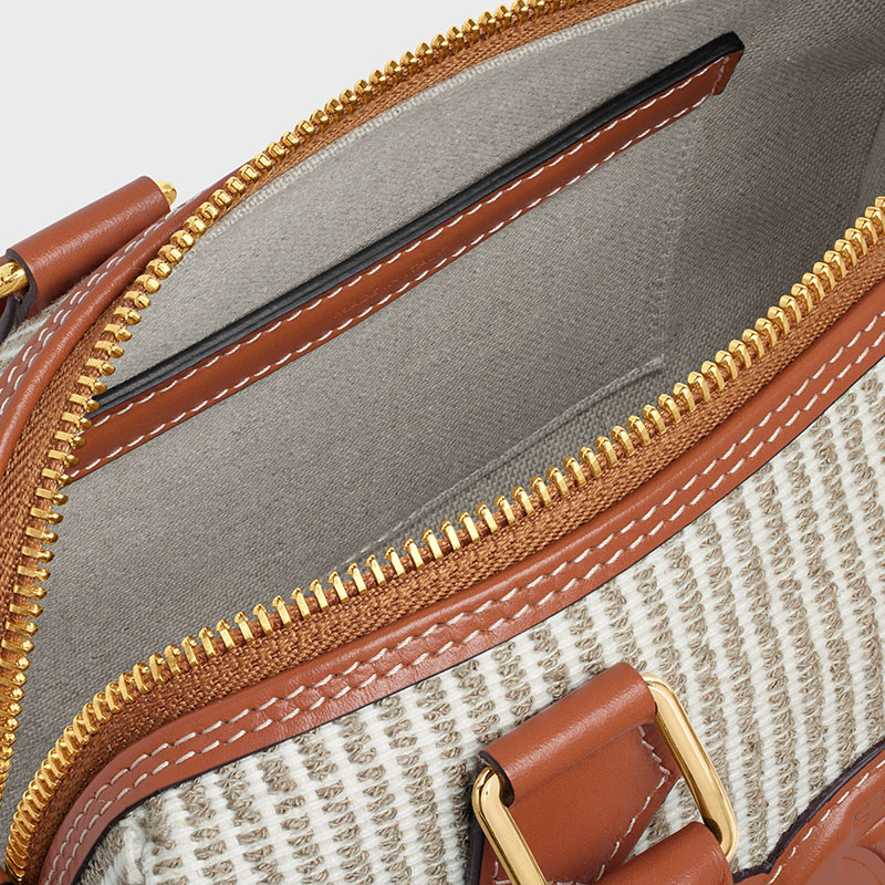 SMALL BOSTON CUIR TRIOMPHE IN STRIPED TEXTILE AND CALFSKIN