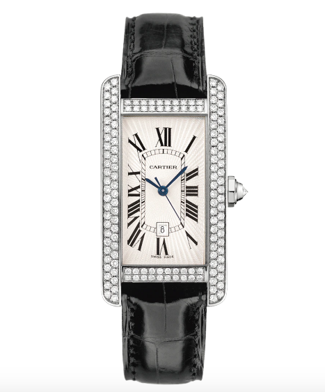 CARTIER Tank Amricaine Medium Model 18K White Gold & Diamonds Ladies Watch, WJTA0031