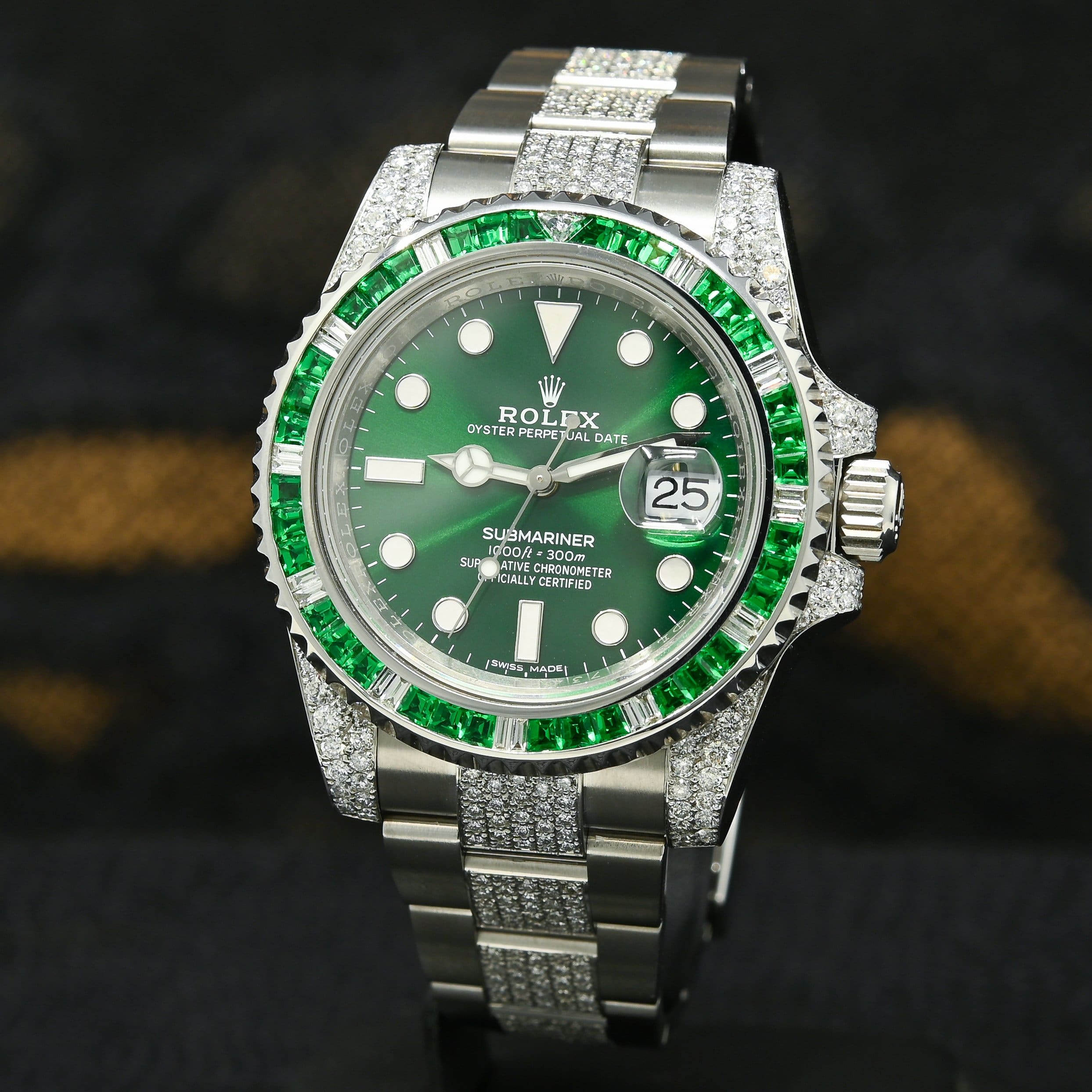 ROLEX Submariner 116610lv Green Dial ??CUSTOM DIAMOND SET & BEZEL