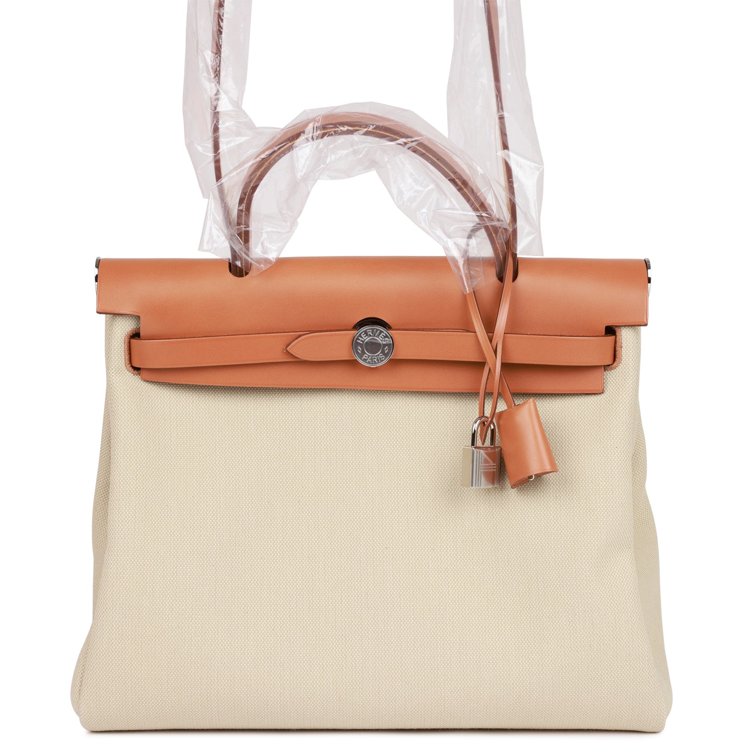 Hermès Herbag Zip PM 31 Beton Toile H Berline Vache Naturel Hunter Palladium Hardware