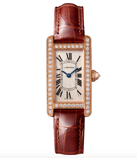 CARTIER Tank Amricaine Small Model 18K Rose Gold & Diamonds Ladies Watch, WJTA0028
