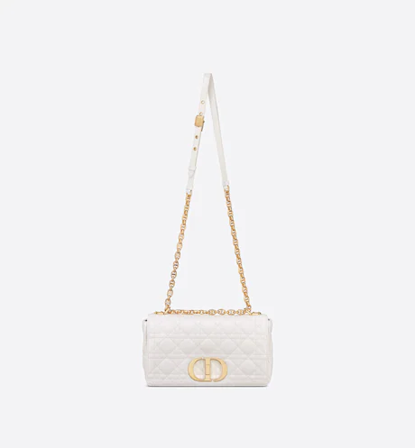 MEDIUM DIOR CARO BAG Ivory Supple Cannage Calfskin