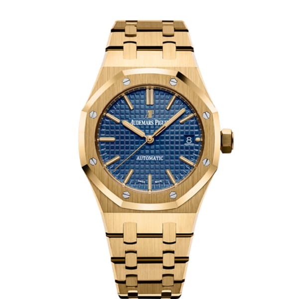 AUDEMARS PIGUET Royal Oak Selfwinding, Blue dial, 37mm, Yellow gold, 15450BA.OO.1256BA.02