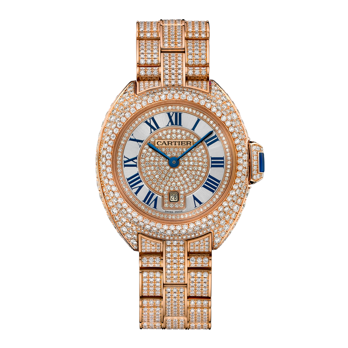 Cl De CARTIER 18K Pink Gold & Diamonds Ladys Watch on a Bracelet, HPI01039