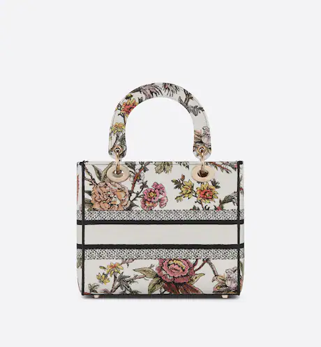 MEDIUM LADY D-LITE BAG Multicolor Dior Jardin Botanique Embroidery