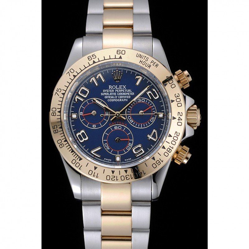 ROLEX Cosmograph Daytona Blue Dial Two Tone Stainless Steel Bracelet 1454246