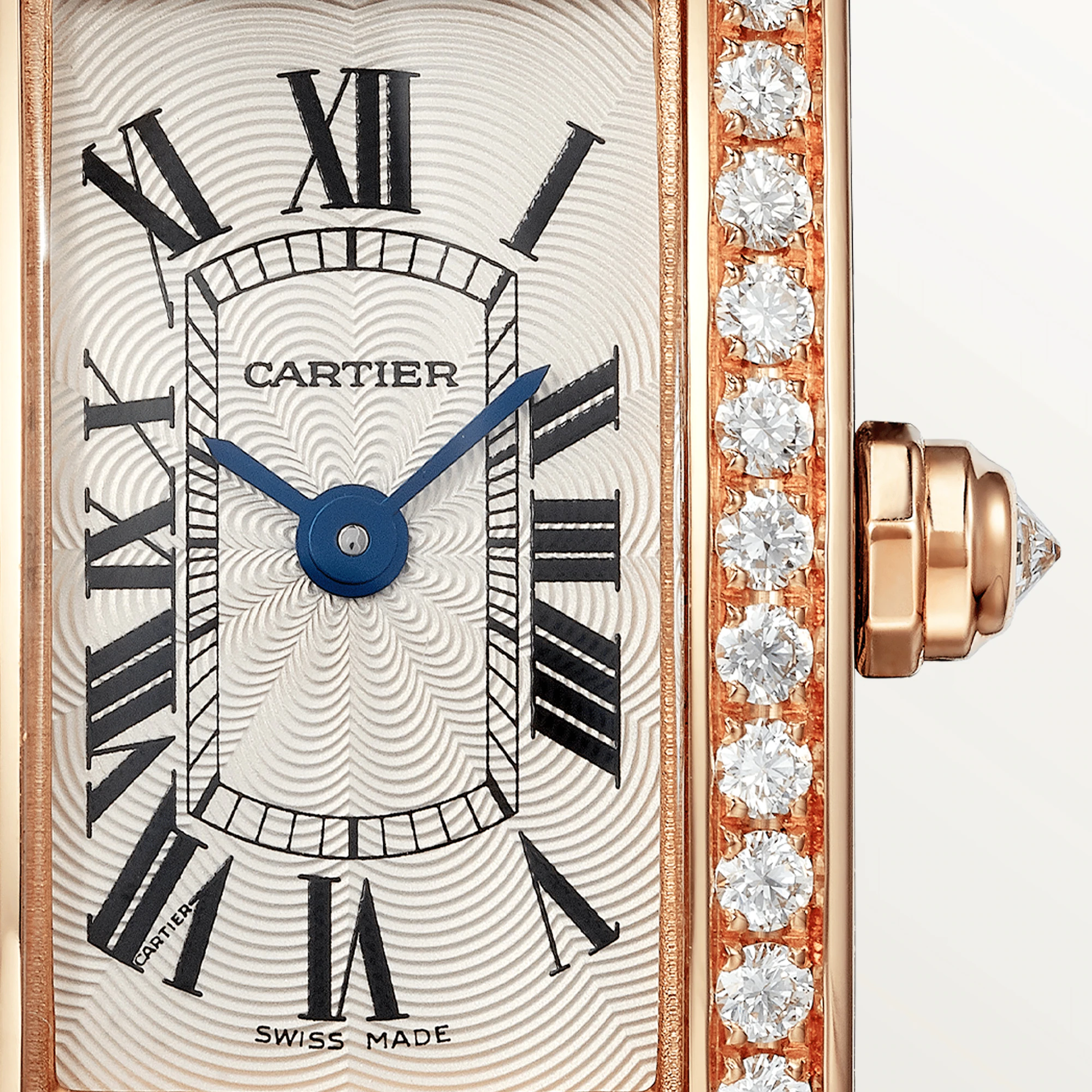 CARTIER Tank Amricaine Mini Model 18K Rose Gold & Diamonds Ladies Watch, WJTA0026