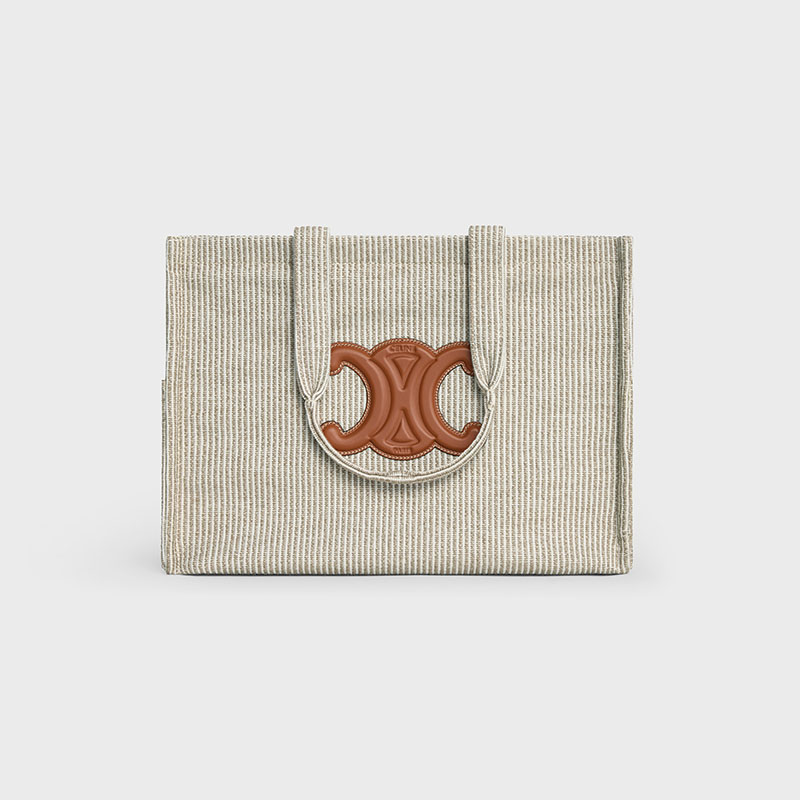 LARGE CABAS THAIS IN STRIPED TEXTILE