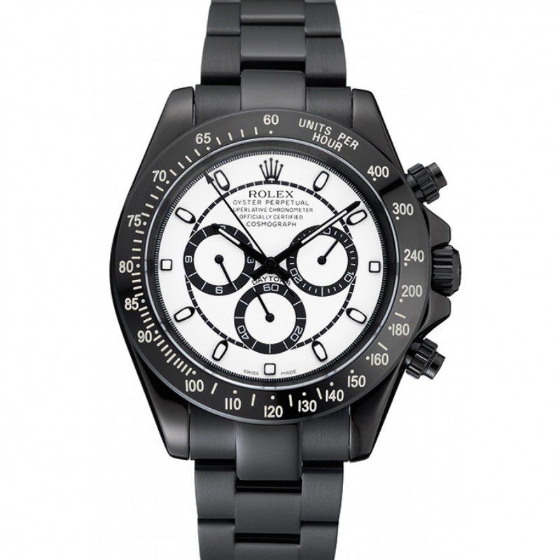 ROLEX Cosmograph Daytona White And Black Dial Black Stainless Steel Case And Bracelet 1454249