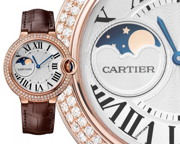 CARTIER Ballon Bleu Moon Phase 37mm 18K Rose Gold & Diamonds Ladys Watch, WJBB0027