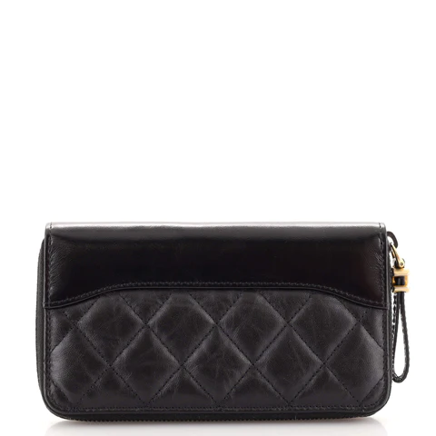 Chanel Gabrielle Zip Around Wallet Quilted Aged Calfskin Small